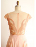 Coral Beaded Chiffon Long Prom Dress